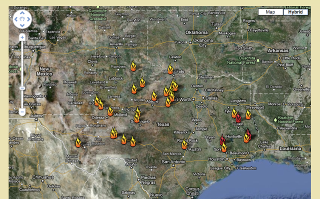 texas wildfires map. Here#39;s another good map with a